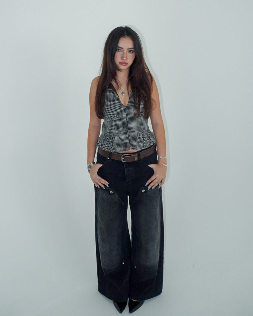 "Double Knee" Denim - BLACK